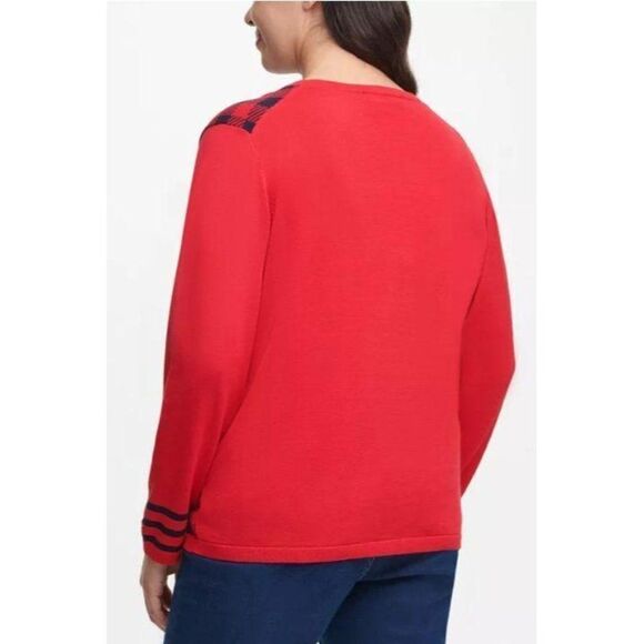 Tommy Hilfiger Cotton Sweater Top 0X‎ Plus Size Red Black Buffalo-Plaid NEW - Picture 9 of 9